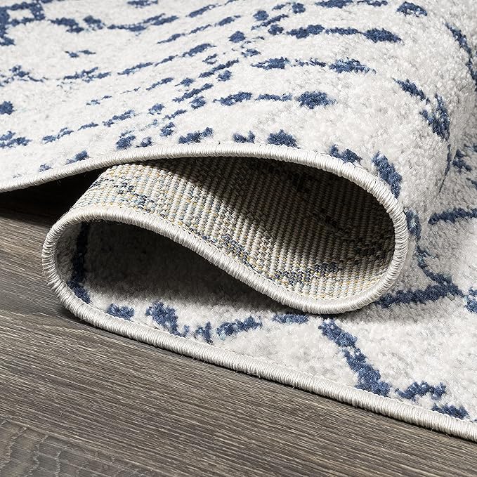 JONATHAN Y Boho Vintage Diamond Cream/Navy Indoor Area Rug 8X10 ft, Moroccan Hype for Living Room, Bedroom, Kitchen, Office, Easy-Cleaning, High Traffic, Pet-Friendly, Non-Shedding (MOH101F-8)