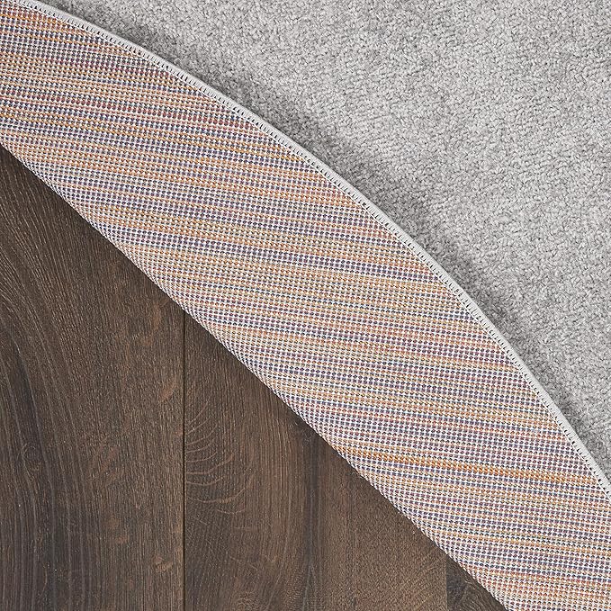 Nourison Home Nourison Essentials Silver Grey 4' x Round Area Rug - Easy Clean, Non Shedding, Bed Room, Living Room, Dining Room, Kitchen (4' x Round)