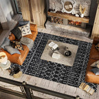 JONATHAN Y Boho Vintage Diamond Black/Ivory Indoor Area Rug 10X13 ft, Moroccan Hype for Living Room, Bedroom, Kitchen, Office, Easy-Cleaning, High Traffic, Pet-Friendly, Non-Shedding (MOH101D-13)