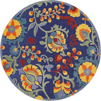 Nourison Home Aloha Navy Multicolor 5'3" x Round Area Rug - Easy Clean, Non Shedding, Bed Room, Living Room, Dining Room, Kitchen (5' x Round)