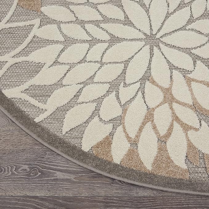 Nourison Home Aloha Natural 4' x Round Area Rug - Easy Clean, Non Shedding, Bed Room, Living Room, Dining Room, Kitchen (4' x Round)