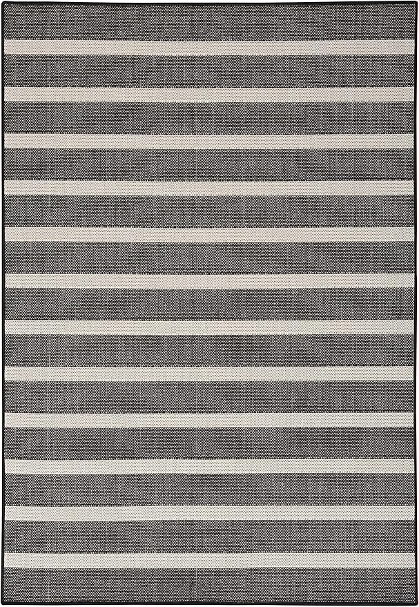 Nourison Home Positano Black Ivory 7' x 10' Area Rug - Easy Clean, Non Shedding, Bed Room, Living Room, Dining Room, Kitchen (7' x 10')