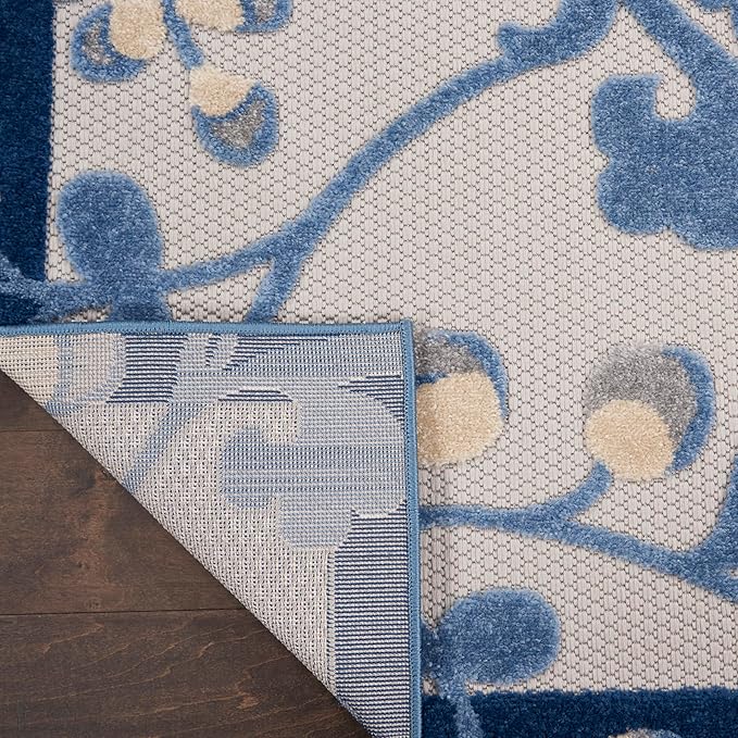 Nourison Home Aloha Blue Grey 9' x 12' Area Rug - Easy Clean, Non Shedding, Bed Room, Living Room, Dining Room, Kitchen (9' x 12')