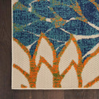 Nourison Home Aloha Indoor/Outdoor Blue Green 10' x 14' Area Rug, Easy Cleaning, Non Shedding, Bed Room, Living Room, Dining Room, Backyard, Deck, Patio (10x14)