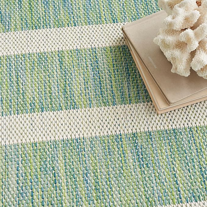 Nourison Home Positano Blue Green Ivory 9' x 12' Area Rug - Easy Clean, Non Shedding, Bed Room, Living Room, Dining Room, Kitchen (9' x 12')