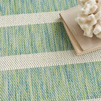 Nourison Home Positano Indoor/Outdoor Blue Green Ivory 8' x 10' Area Rug, Easy Cleaning, Non Shedding, Bed Room, Living Room, Dining Room, Backyard, Deck, Patio (8x10)