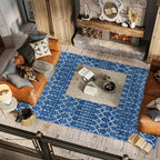 JONATHAN Y Boho Vintage Diamond Blue/White Indoor Area Rug 3X5 ft, Moroccan Hype for Living Room, Bedroom, Kitchen, Office, Easy-Cleaning, High Traffic, Pet-Friendly, Non-Shedding (MOH101A-3)