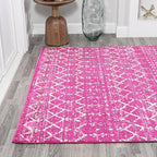 JONATHAN Y Boho Vintage Diamond Fuchsia/Ivory Indoor Area Rug 4X6 ft, Moroccan Hype for Living Room, Bedroom, Kitchen, Office, Easy-Cleaning, High Traffic, Pet-Friendly, Non-Shedding (MOH101G-4)