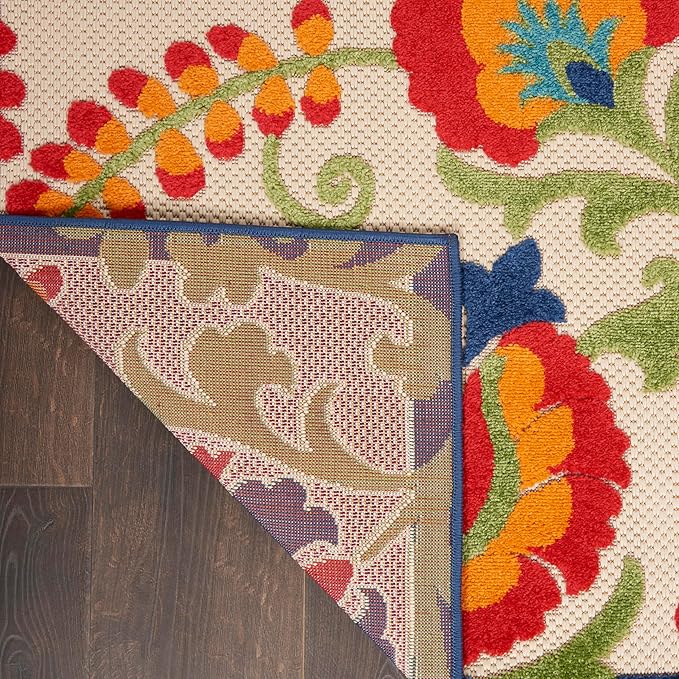 Nourison Home Aloha Multicolor 9' x 12' Area Rug - Easy Clean, Non Shedding, Bed Room, Living Room, Dining Room, Kitchen (9' x 12')