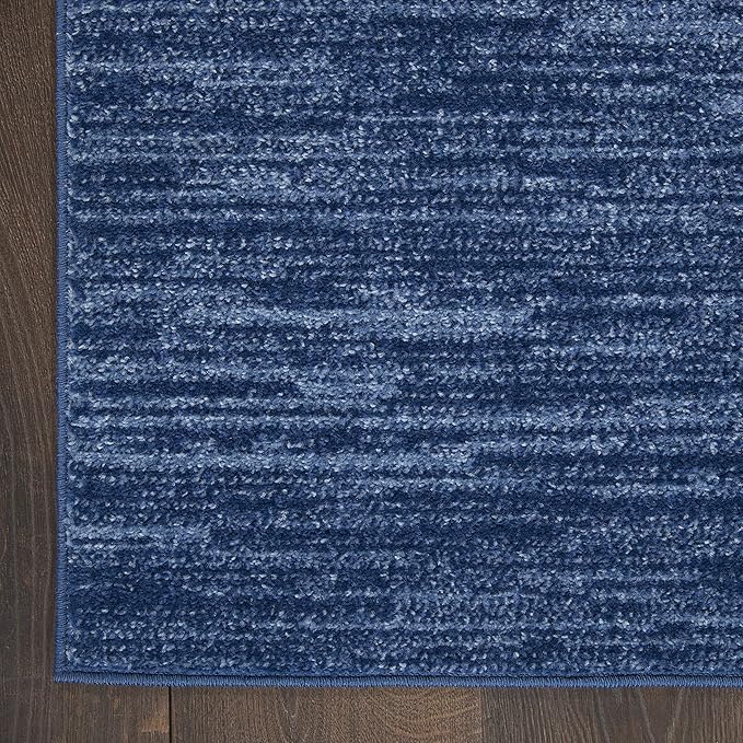 Nourison Home Nourison Essentials Navy Blue 2'2" x 12' Area Rug - Easy Clean, Non Shedding, Bed Room, Living Room, Dining Room, Kitchen (12' Runner)
