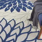 Nourison Home Aloha Ivory Navy 7'10" x Round Area Rug - Easy Clean, Non Shedding, Bed Room, Living Room, Dining Room, Kitchen (8' x Round)