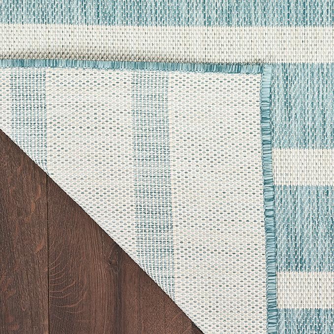 Nourison Home Positano Aqua Ivory 8' x 10' Area Rug - Easy Clean, Non Shedding, Bed Room, Living Room, Dining Room, Kitchen (8' x 10')