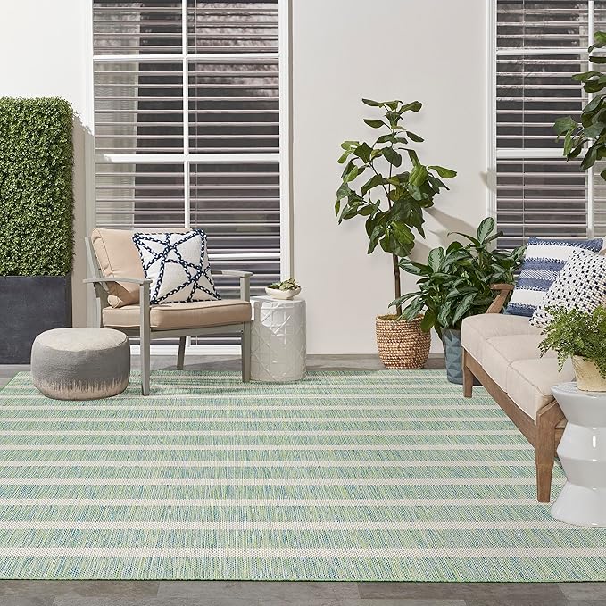 Nourison Home Positano Blue Green Ivory 9' x 12' Area Rug - Easy Clean, Non Shedding, Bed Room, Living Room, Dining Room, Kitchen (9' x 12')