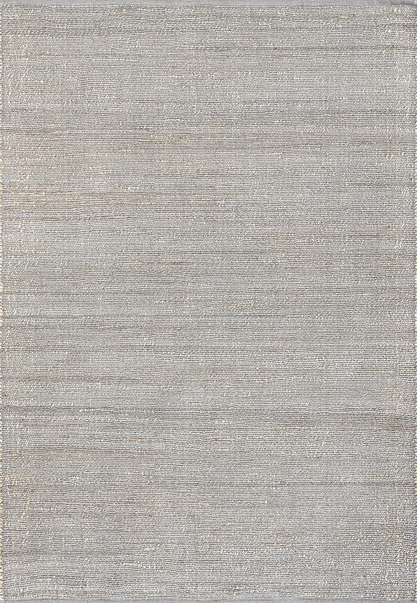 nuLOOM 6x9 Elfriede Jute & Cotton Hand Woven Area Rug, Grey, Solid Rustic Farmhouse Style, Weaved Design, Natural Fiber, For Bedroom, Living Room, Dining Room, Hallway, Office, Entryway