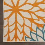 Nourison Home Aloha Indoor/Outdoor Green 3' x 5' Area Rug, Tropical, Botanical, Easy Cleaning, Non Shedding, Bed Room, Living Room, Dining Room, Deck, Backyard, Patio (3x5)