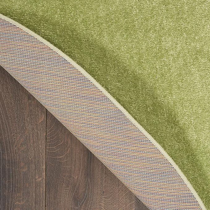 Nourison Home Nourison Essentials Green 6' x Round Area Rug - Easy Clean, Non Shedding, Bed Room, Living Room, Dining Room, Kitchen (6' x Round)