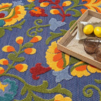 Nourison Home Aloha Navy Multicolor 5'3" x 7'5" Area Rug - Easy Clean, Non Shedding, Bed Room, Living Room, Dining Room, Kitchen (5' x 8')