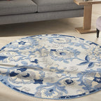 Nourison Home Aloha Blue Grey 5'3" x Round Area Rug - Easy Clean, Non Shedding, Bed Room, Living Room, Dining Room, Kitchen (5' x Round)
