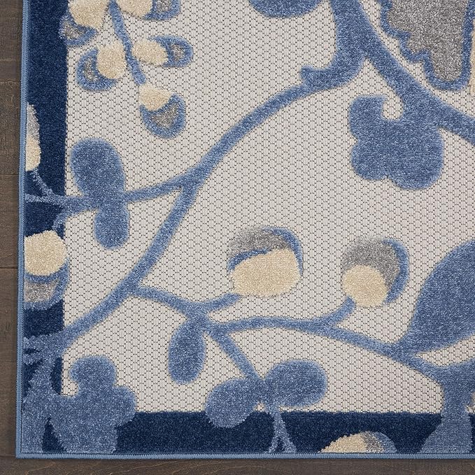 Nourison Home Aloha Blue Grey 2'3" x 10' Area Rug - Easy Clean, Non Shedding, Bed Room, Living Room, Dining Room, Kitchen (10' Runner)