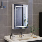Rosahqnda anti-fog bathroom mirror cabinet with LED lighting, height adjustable shelves, 3 color temperature dimmable