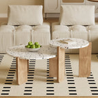 Coffee table set of 2 bedroom set table side table balcony set set living room living room table and balcony modern composite coffee table White + wood color