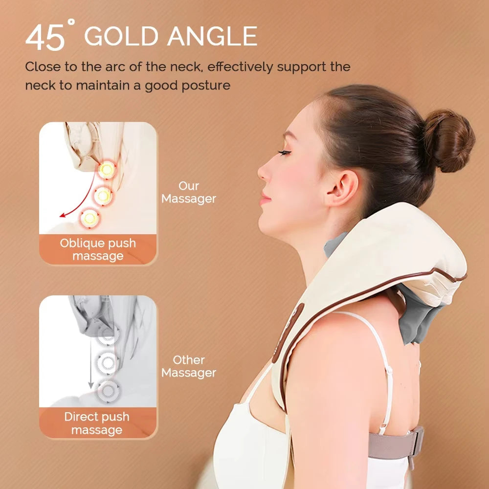 Multifunctional Neck Shoulder Massager, Wrap Heat Therapy Device, Cervical Spine Massage Instrument, Square Muscle Roller