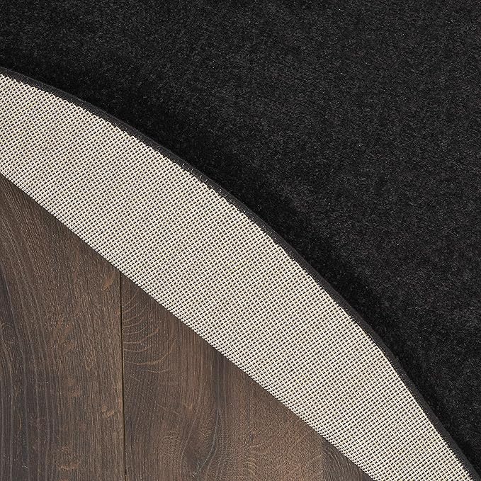 Nourison Home Nourison Essentials Black 8' x Round Area Rug - Easy Clean, Non Shedding, Bed Room, Living Room, Dining Room, Kitchen (8' x Round)