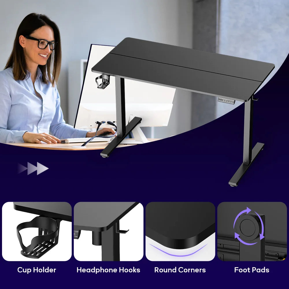 Height-Adjustable Electric Desk with Memory Smart Pannel Standing Desk, Adjustable Computer Desk Office Table for Home Office