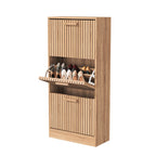 Side Table wood color solid wood table shoe cabinet with hinged lid dust proof storage cabinet
