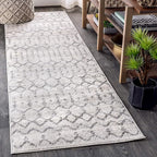 JONATHAN Y Boho Vintage Diamond Cream/Gray Runner Rug 2X18 ft, Moroccan Hype for Living Room, Bedroom, Kitchen, Office, Easy-Cleaning, High Traffic, Pet-Friendly, Non-Shedding (MOH101B-218)