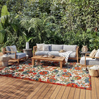 Nourison Home Aloha Red Multicolor 6' x 9' Area Rug - Easy Clean, Non Shedding, Bed Room, Living Room, Dining Room, Kitchen (6' x 9')