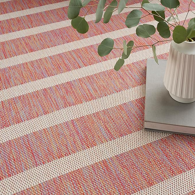 Nourison Home Positano Rainbow Ivory 7' x 10' Area Rug - Easy Clean, Non Shedding, Bed Room, Living Room, Dining Room, Kitchen (7' x 10')