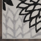 Nourison Home Aloha Indoor/Outdoor Black White 2'3" x 12' Area Rug, Tropical, Botanical, Easy Cleaning, Non Shedding, Bed Room, Living Room, Dining Room, Deck, Backyard, Patio (2x12)