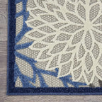 Nourison Home Aloha Indoor/Outdoor Blue/Multicolor 3'6" x 5'6" Area Rug, Tropical, Botanical, Easy Cleaning, Non Shedding, Bed Room, Living Room, Dining Room, Deck, Backyard, Patio (3x5)