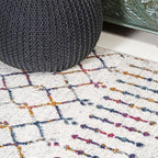 JONATHAN Y Boho Vintage Diamond Cream/Multi Indoor Area Rug 4X6 ft, Moroccan Hype for Living Room, Bedroom, Kitchen, Office, Easy-Cleaning, High Traffic, Pet-Friendly, Non-Shedding (MOH101H-4)