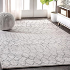 JONATHAN Y Boho Vintage Diamond Cream/Gray Indoor Area Rug 12X18 ft, Moroccan Hype for Living Room, Bedroom, Kitchen, Office, Easy-Cleaning, High Traffic, Pet-Friendly, Non-Shedding (MOH101B-18)