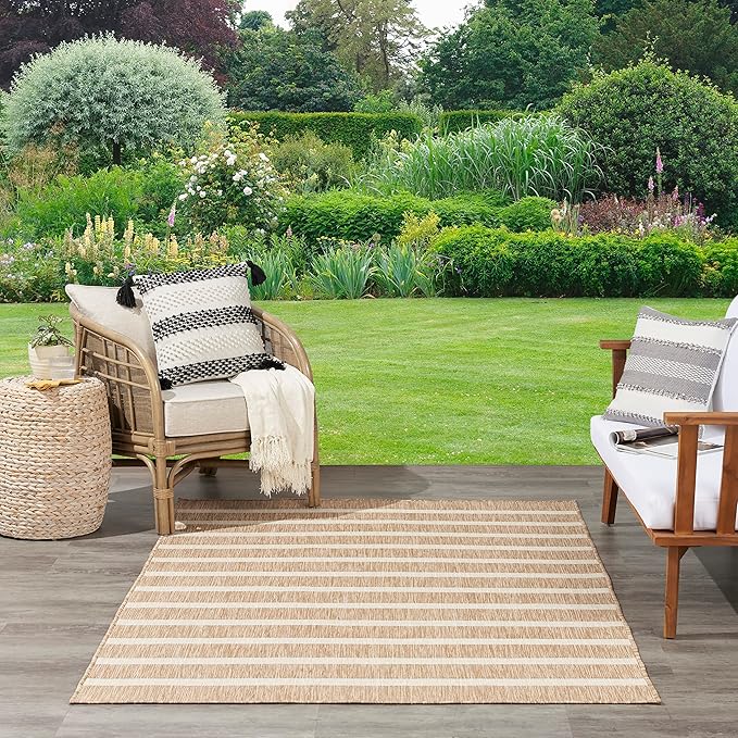 Nourison Home Positano Beige Ivory 5' x 7' Area Rug - Easy Clean, Non Shedding, Bed Room, Living Room, Dining Room, Kitchen (5' x 7')
