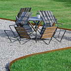 Worth Garden 10-Pack Corten Steel Landscape Lawn Edging - 5in H. (2.5" Above Ground + 2.5" Spikes) Rust Patina Bendable Metal Strips - Hammer-in Border w/ 11 Clips - Yard Pathway Divider (33Ft Total)