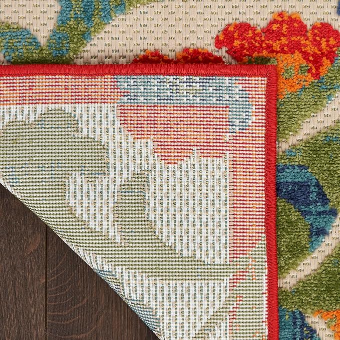 Nourison Home Aloha Red Multicolor 6' x 9' Area Rug - Easy Clean, Non Shedding, Bed Room, Living Room, Dining Room, Kitchen (6' x 9')