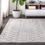 JONATHAN Y Boho Vintage Diamond Cream/Gray Indoor Area Rug 8X10 ft, Moroccan Hype for Living Room, Bedroom, Kitchen, Office, Easy-Cleaning, High Traffic, Pet-Friendly, Non-Shedding (MOH101B-8)
