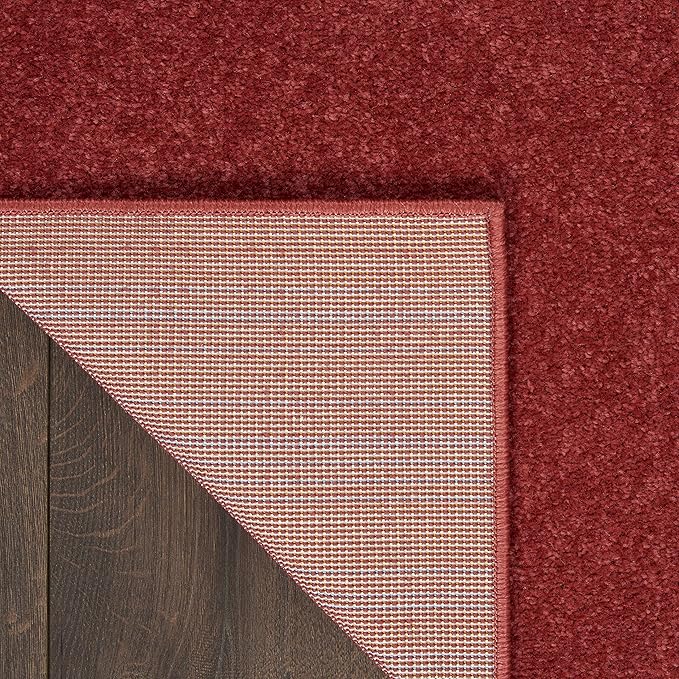 Nourison Home Nourison Essentials Brick Red 7' x Square Area Rug - Easy Clean, Non Shedding, Bed Room, Living Room, Dining Room, Kitchen (7' x Square)