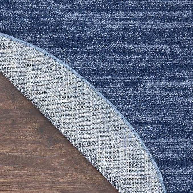 Nourison Home Nourison Essentials Navy Blue 4' x Round Area Rug - Easy Clean, Non Shedding, Bed Room, Living Room, Dining Room, Kitchen (4' x Round)