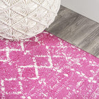 JONATHAN Y Boho Vintage Diamond Fuchsia/Ivory Runner Rug 2X8 ft, Moroccan Hype for Living Room, Bedroom, Kitchen, Office, Easy-Cleaning, High Traffic, Pet-Friendly, Non-Shedding (MOH101G-28)