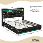 Wooden Aura Double bed, upholstery bed 140x200 cm, 160x200 cm, LED bed frame, bed frame and slatted frame, headboard, youth bed