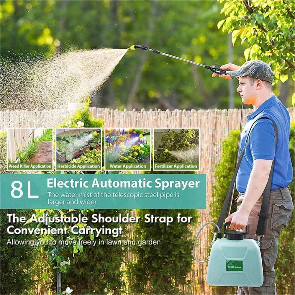 Electric Sprayer 8L water Can With Spray Gun Automatic Garden Mister USB Rechargeable Irrigation Tool
