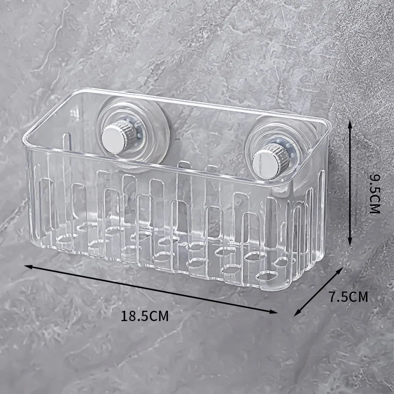 Suction Cup Sink Rack Faucet Drain Rack Multifunctional Basket Kitchen Sponge Rack Punch-free Wall Mount