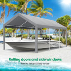 Carports 10x20ft Heavy Duty Car Tent Garage,Galvanized Frame Car Canopy Outdoor with Windproof Ropes&Sandbags for Car,Truck,Boat