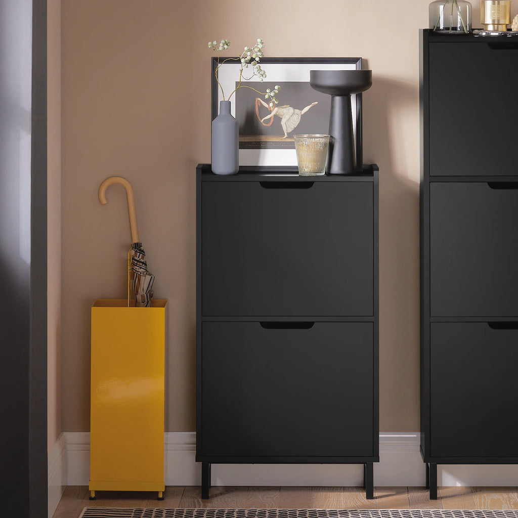 SoBuy FSR151 Shoe dump truck with 2 flap Shoe cabinet narrow shoe rack with 4 shelf surfaces Shoe chest of drawers Shoe shelf