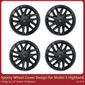 4PCS HubCaps New Model 3 Highland 2023-2025 18Inch Sporty Wheel Cap Full Rim Cover For Tesla Replacement Automobile Accessories