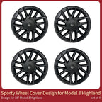 4PCS HubCaps New Model 3 Highland 2023-2025 18Inch Sporty Wheel Cap Full Rim Cover For Tesla Replacement Automobile Accessories